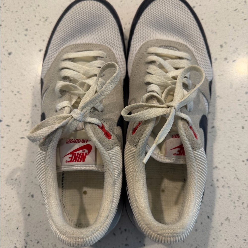 Nike Air Odyssey White and Black Sneakers with Red Accents